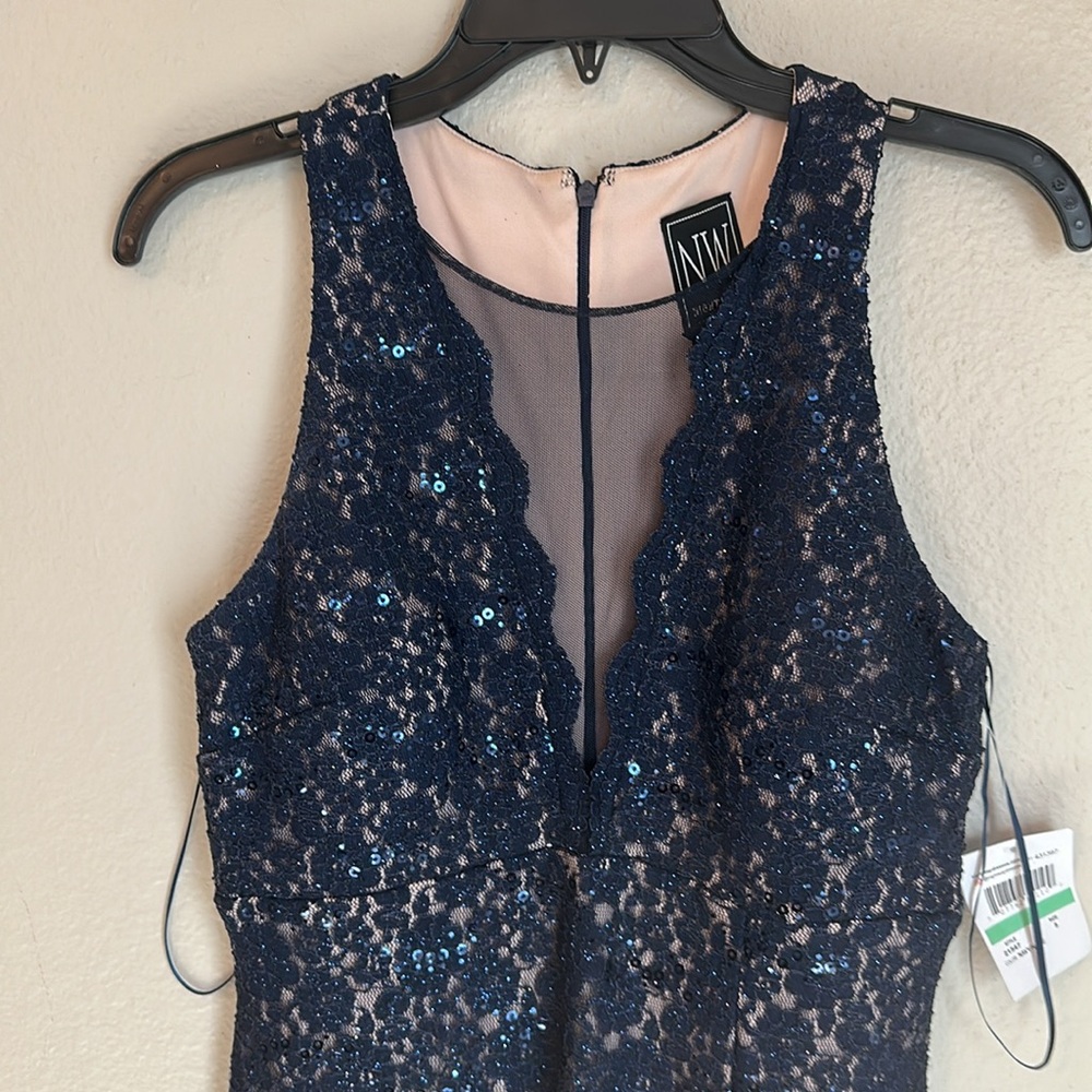 NWT Elegant Navy Lace Evening Gown size 8 - Picture 4 of 5
